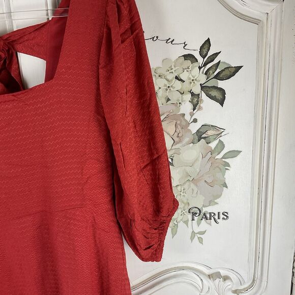 Band of the Free Josette Aurora Red Puff Sleeve Dress, Size XS NWT - Picture 5 of 16